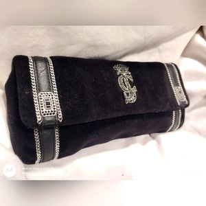 Juicy Couture Suze Black/purple Velour Clutch Never been used.